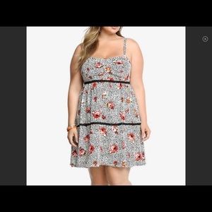 Torrid Challis Dress with Floral Leopard Print and Lace Trim Size 0 or XL